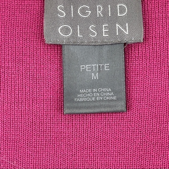 Sigrid Olsen Sweater Womens Petite Medium Pink Flower - Picture 2 of 9